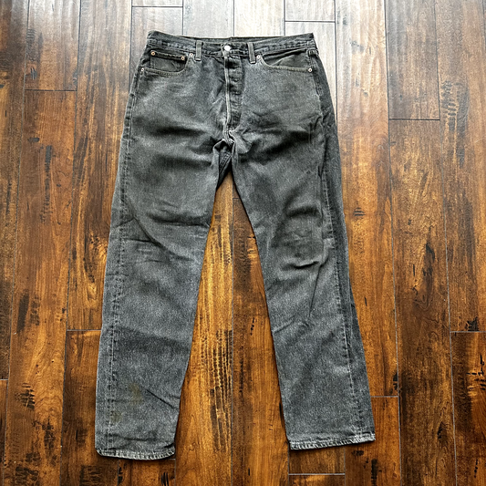 Vintage Levis 501 Button Fly 90s Tag Jeans Black Gray 80s 38x34 Act 35x32
