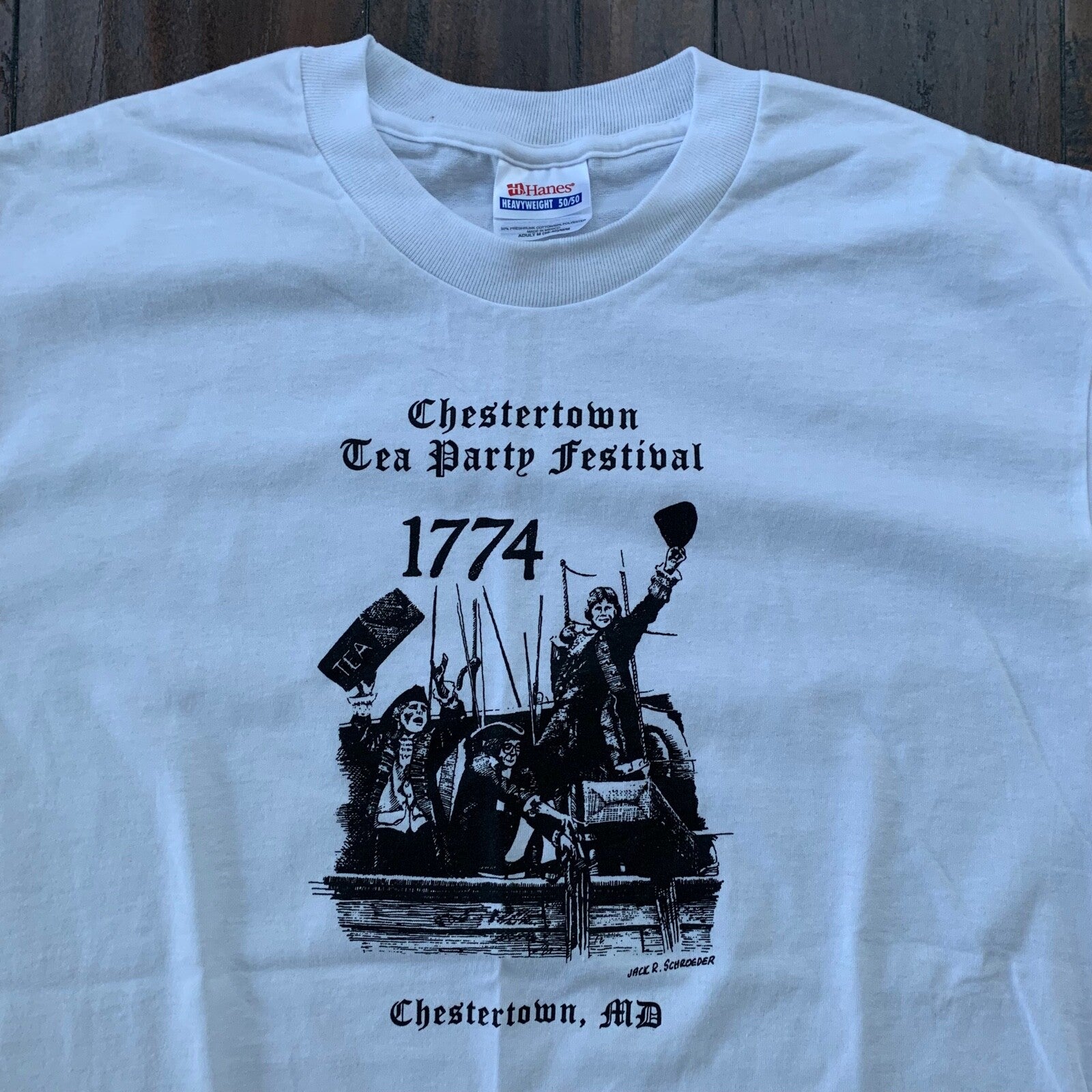 Founding Fathers 1774 Vintage T Shirt Maryland New York Tea Party Ship Pirate