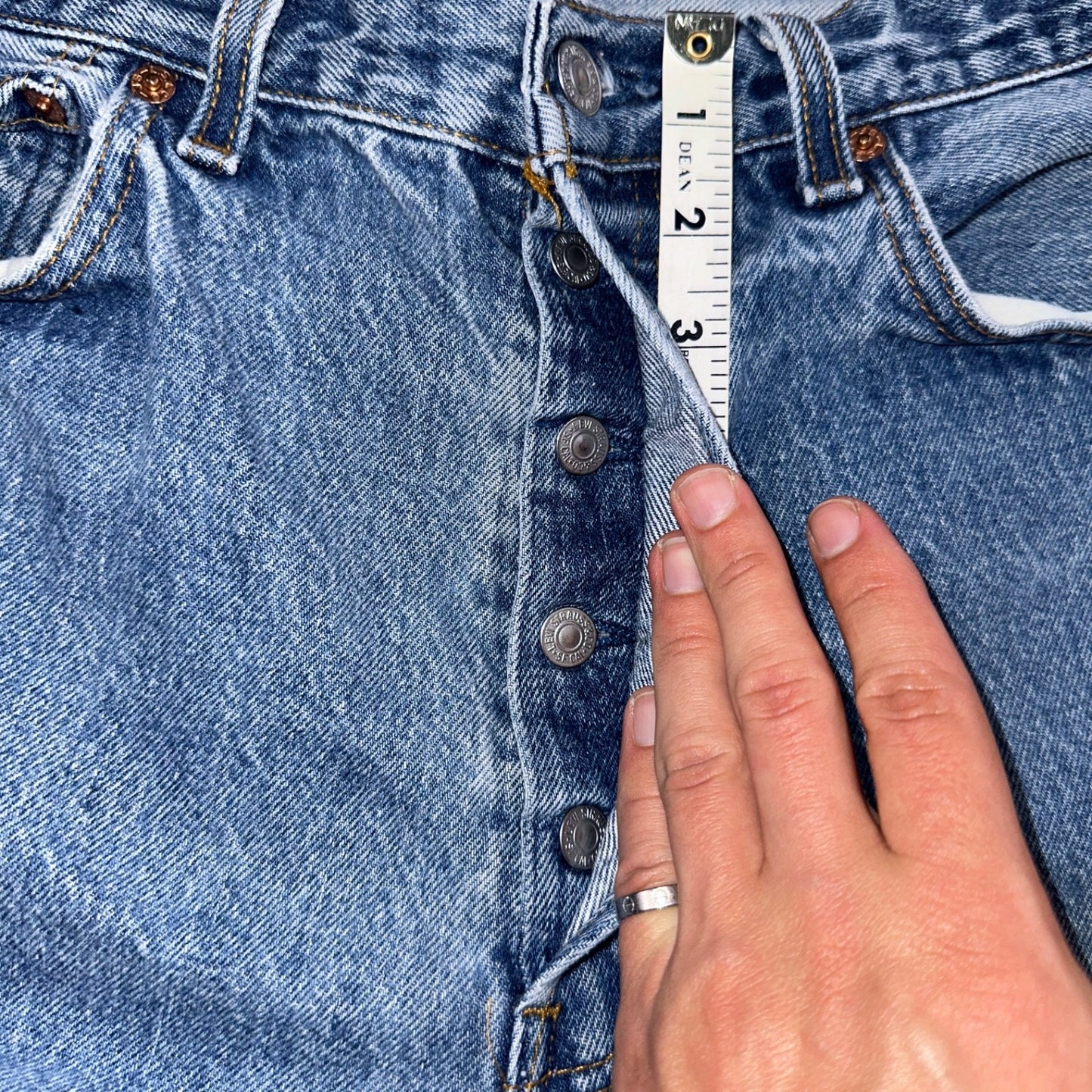 Levis 501 Vintage 90s USA XX Straight Leg Jeans Blue Light Wash 35x34 Act 33x31