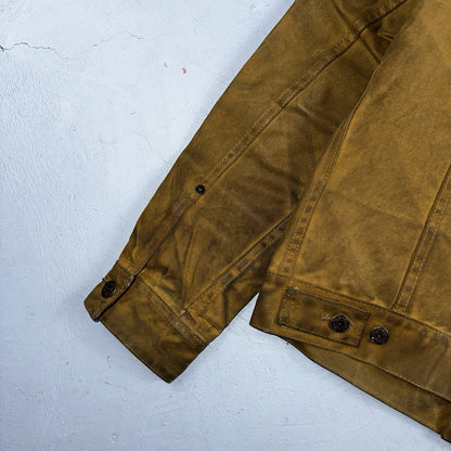 Filson x Levis Tin Cloth Trucker Jacket Men’s Small Tan Made In USA VTG Oil