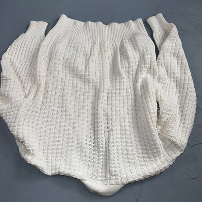 John Ashford USA VTG Sweater Mens Large Cardigan Button Front White Grandpa Core