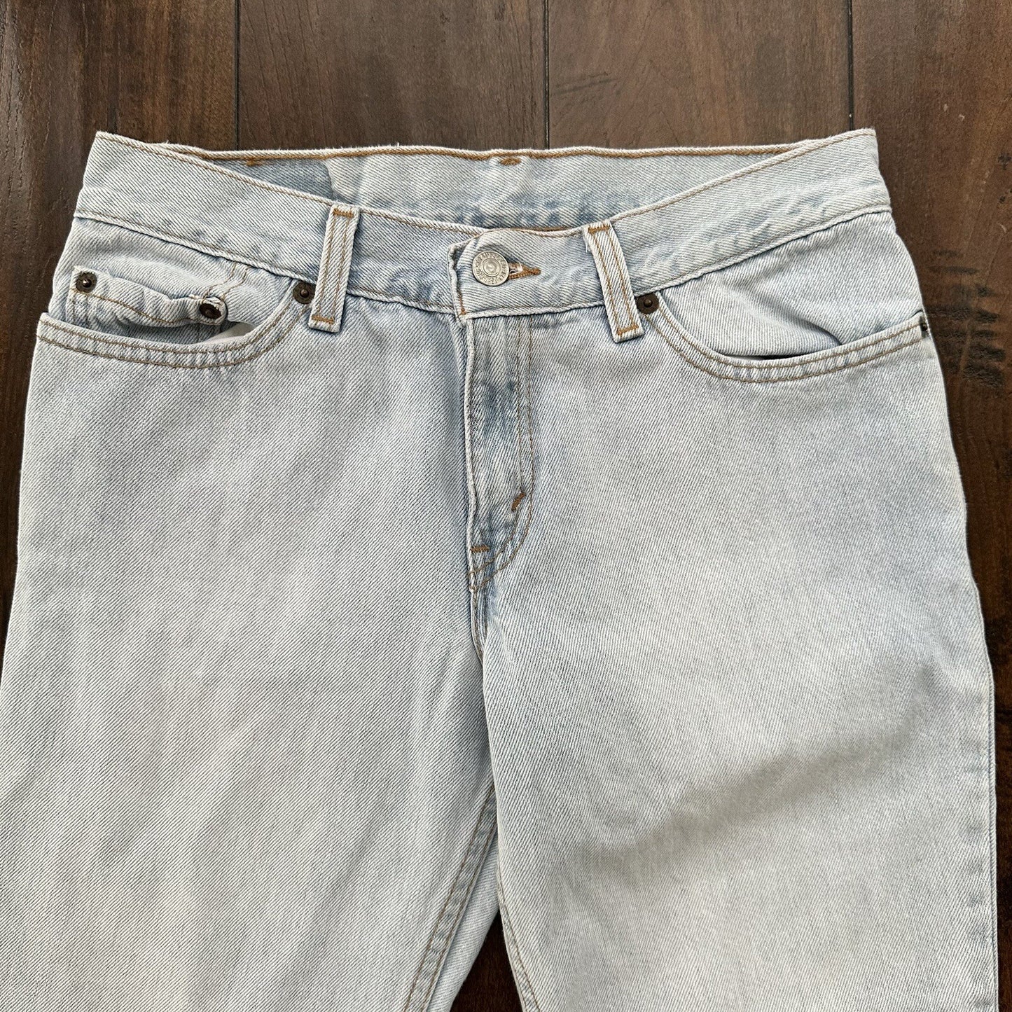 Vtg Levis 507 Superlow Slim Light Blue Jeans Womens Tag 5 X Capri 27x21 USA 90s