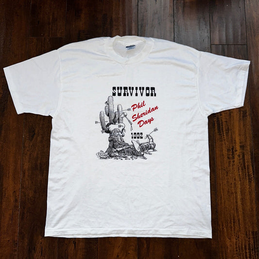 Cowboy Survivor PDX Oregon Vintage T Shirt Portland West Coast Travel Cactus