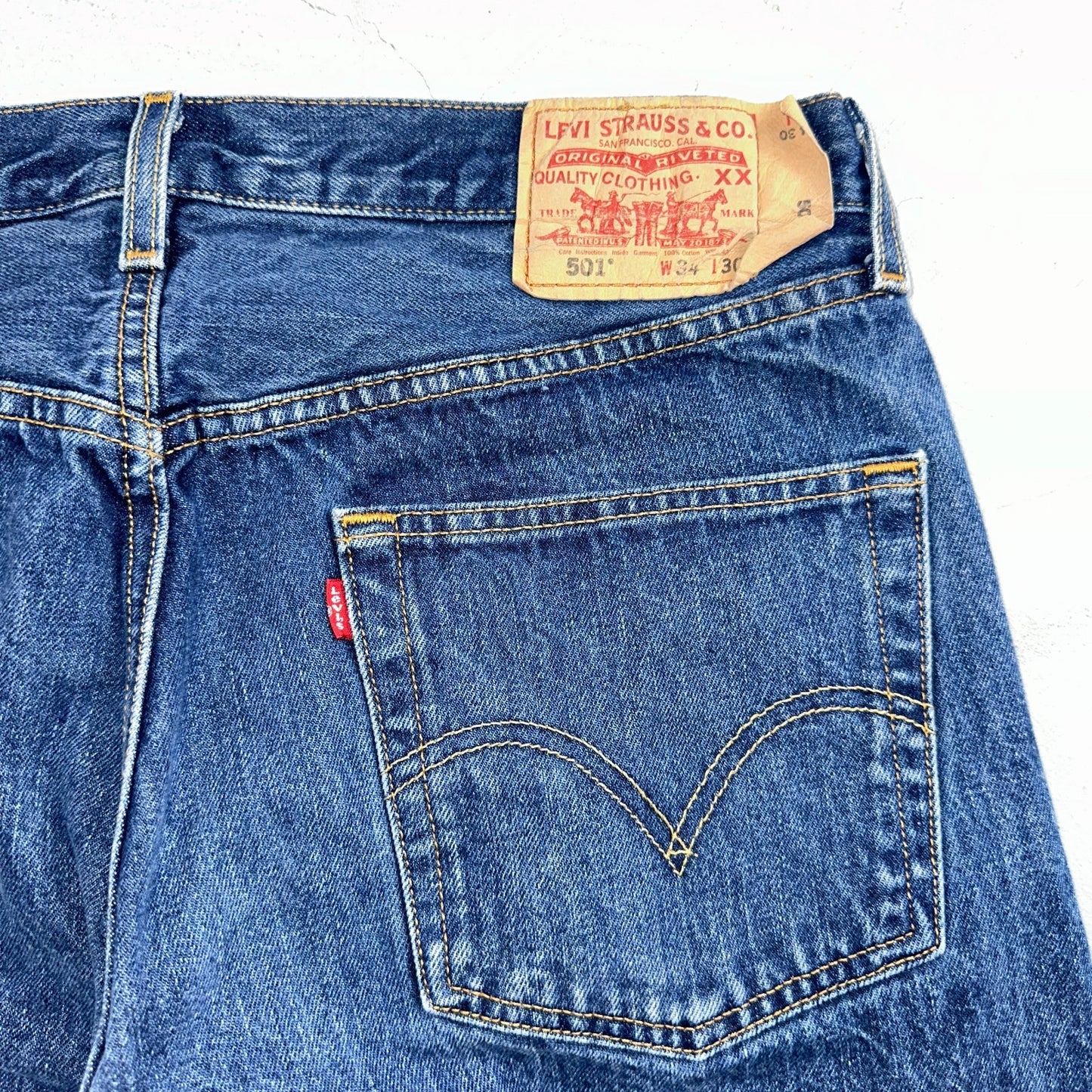 Levis 501 Vintage Y2K 90s XX Straight Leg Jeans Blue Med Wash 34X30 Act 33x30