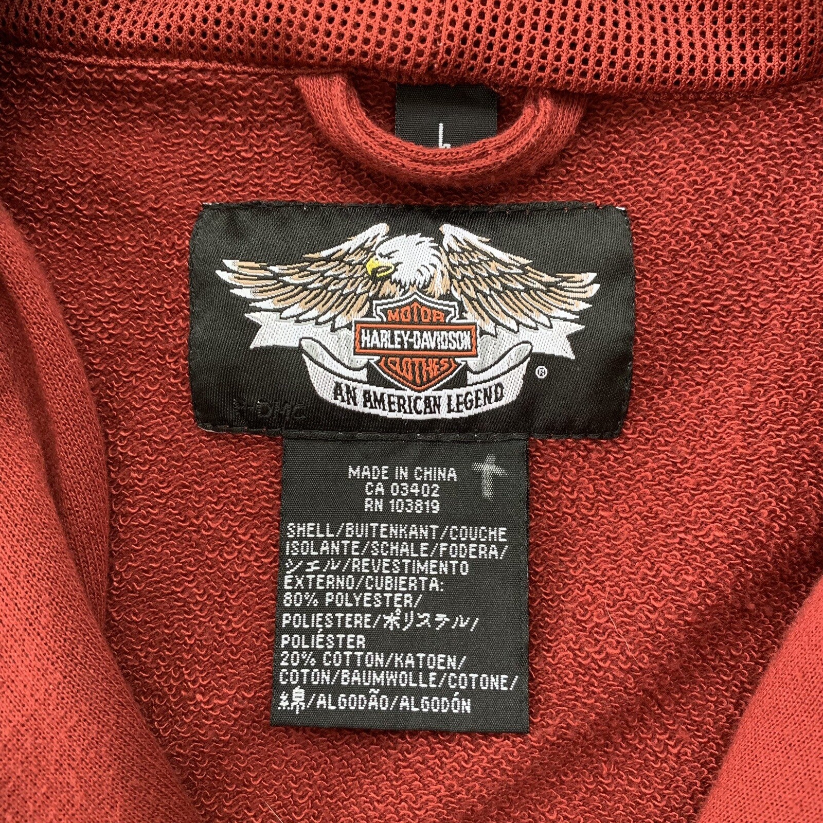 Harley Davidson Womens L Red Full Zip Fleece Vest Zipper Shirt Vintage Y2K