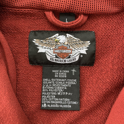 Harley Davidson Womens L Red Full Zip Fleece Vest Zipper Shirt Vintage Y2K