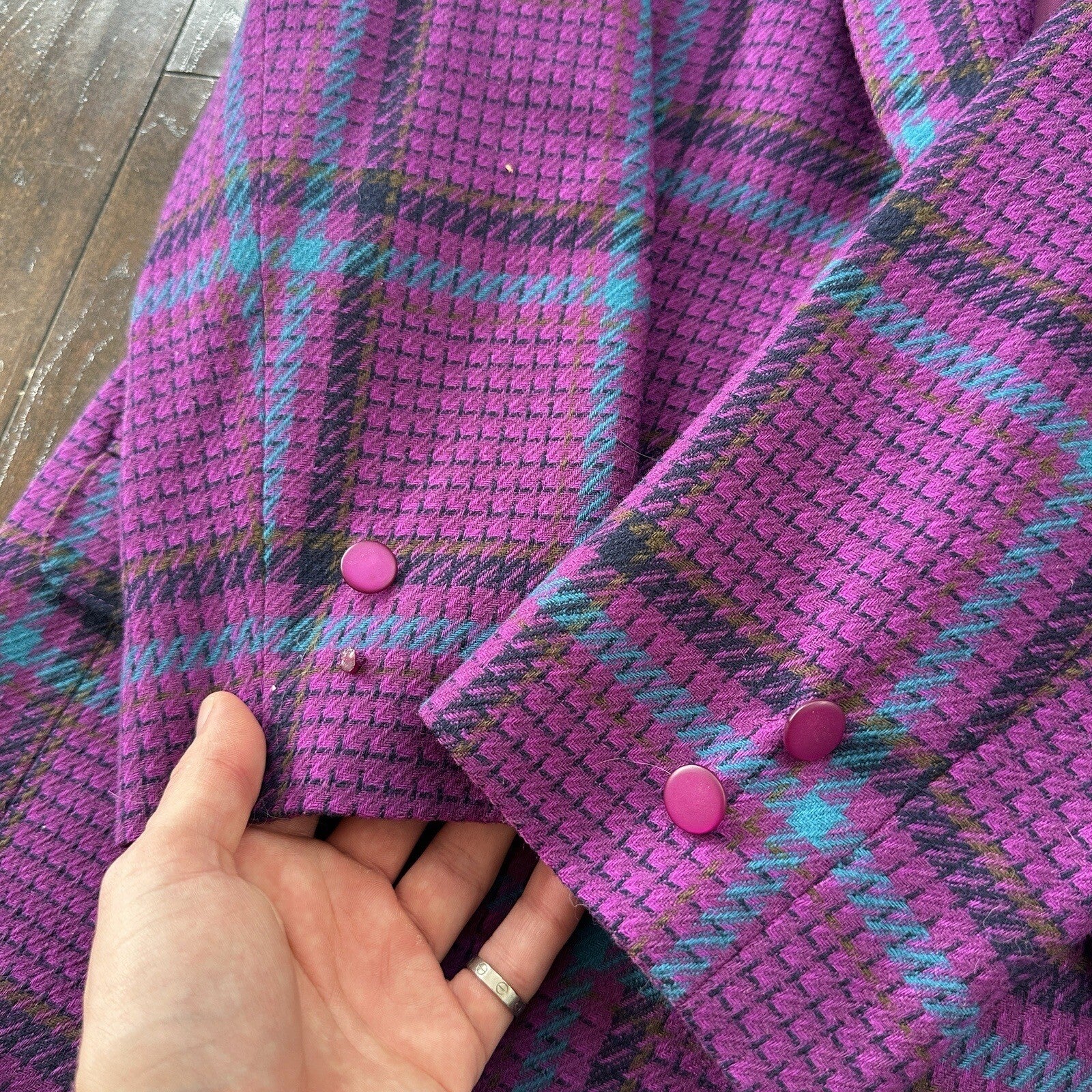 Vintage Miss Pendleton Wool Plaid Blazer Jacket Womens Size 10 70s Purple