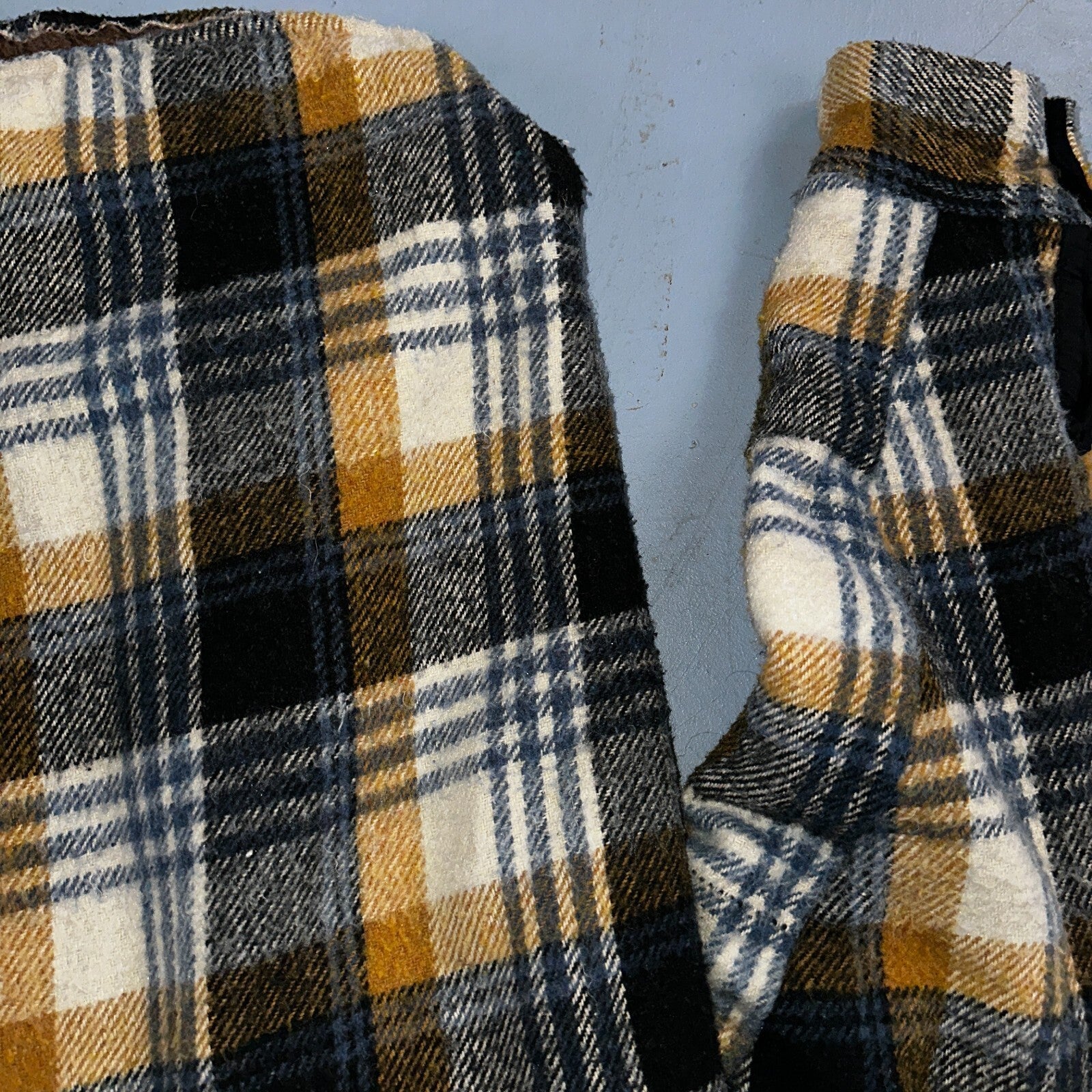 Vintage Triton 70s Sportswear Mens Black Plaid Wool Tartan Work Jacket Navy USN