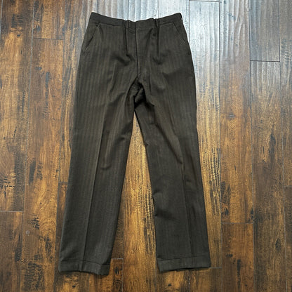 1960s 1970s Brown Striped Sport Jacket VTG Mens Suit 44 33x32 Rockabilly Wool