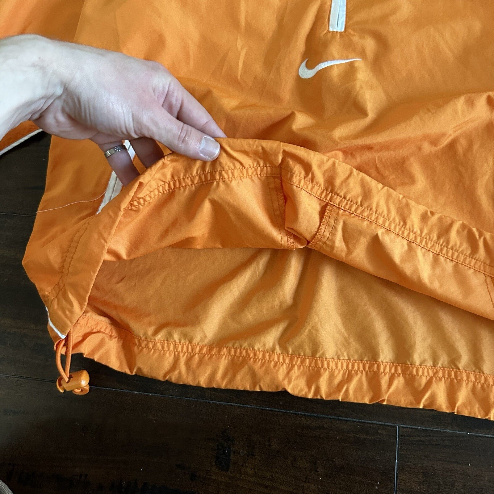 Vintage Nike Womens S 90s Windbreaker Center Swoosh Orange Anorak Coat Jacket