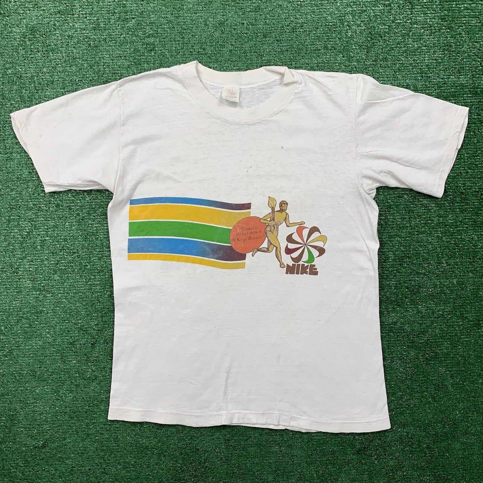 Nike Vintage T Shirt Mens M 1978 Honolulu Hawaii Marathon Runner Pinwheel 70s