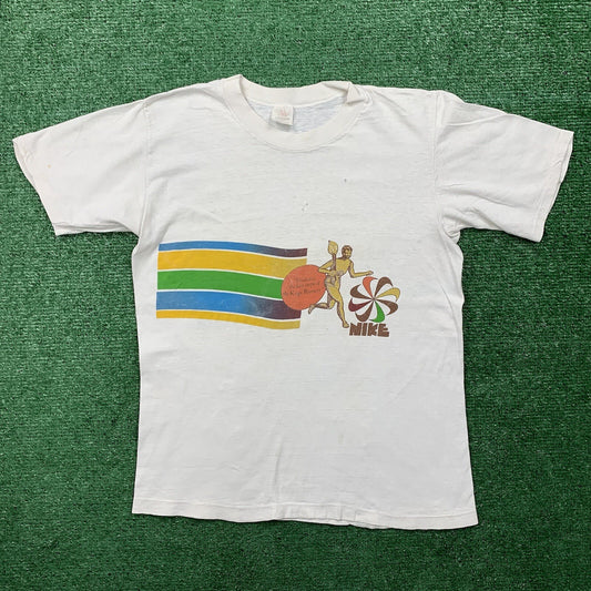 Nike Vintage T Shirt Mens M 1978 Honolulu Hawaii Marathon Runner Pinwheel 70s