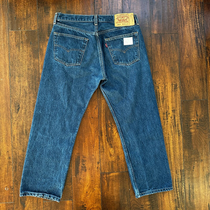 VTG Levis 501 XX Button Fly 90s USA Jeans Denim Straight Capri 34x30 Act 32x25