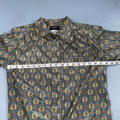 Notations Petite Shirt Womens Petite 6 Crazy Print Collared Button Down VTG