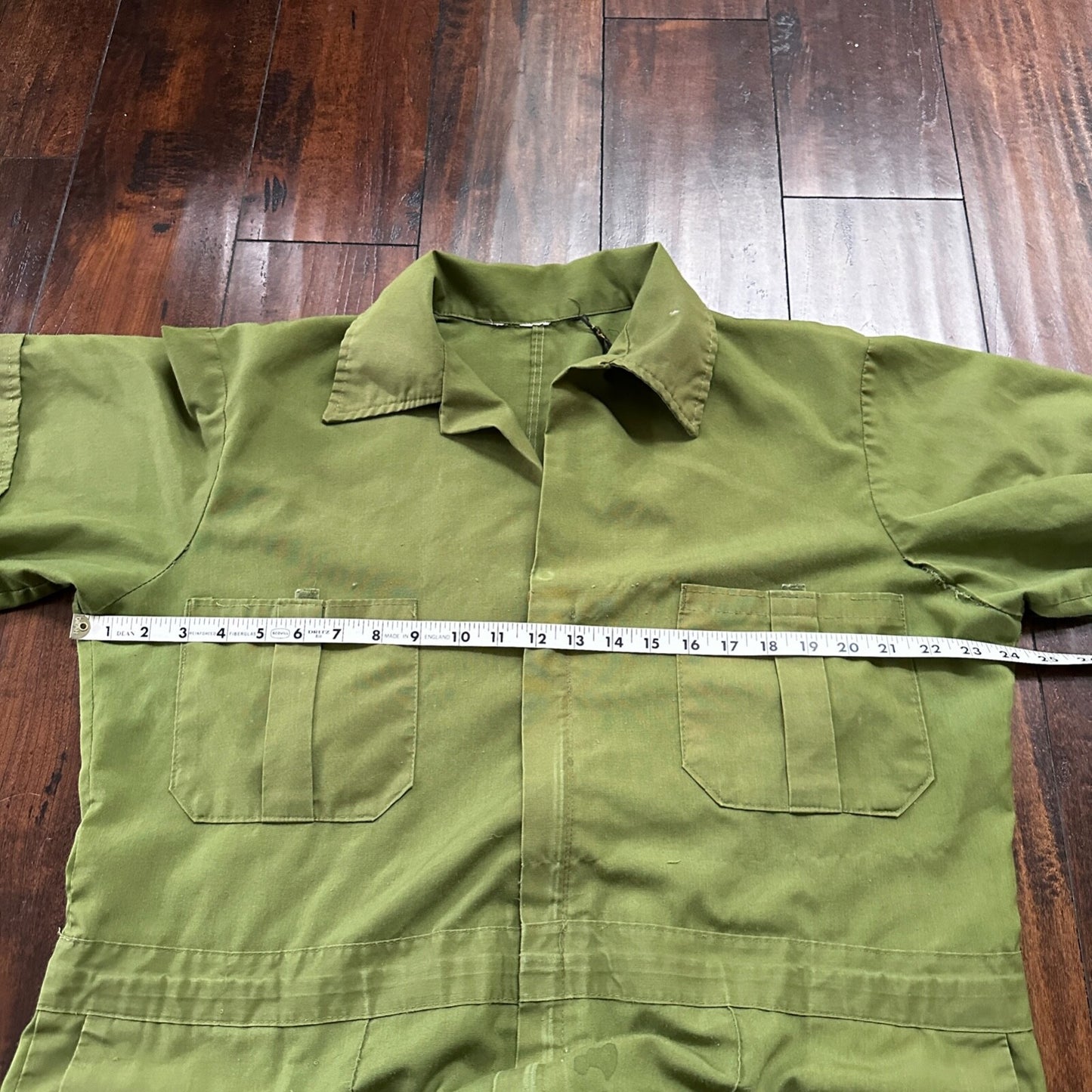 VTG 1960s 1970s Green Fishing Fish Patch Jumpsuit One Piece Rockabilly Work