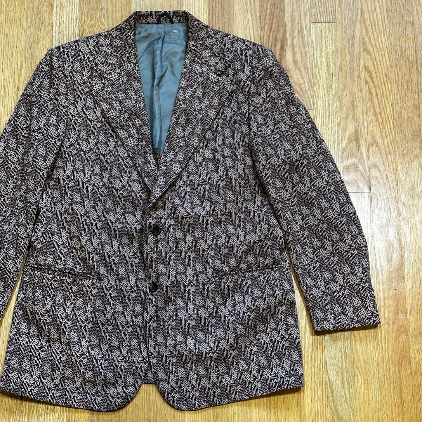 1960s 1970s Navy USA Sport Jacket VTG Mens Suit 44 Rockabilly Stripe Plaid Crazy