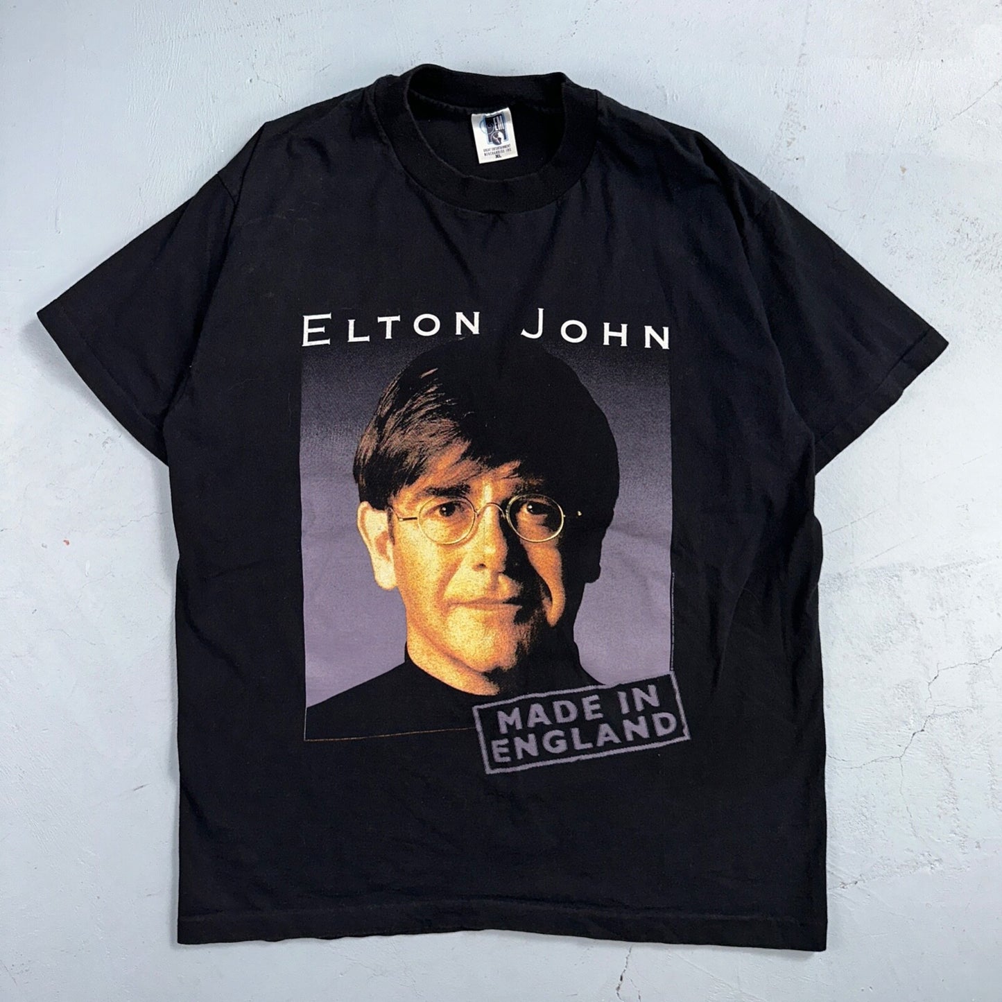 Elton John VTG Made In England 90s Black T-Shirt Made In USA Size XL Music Band