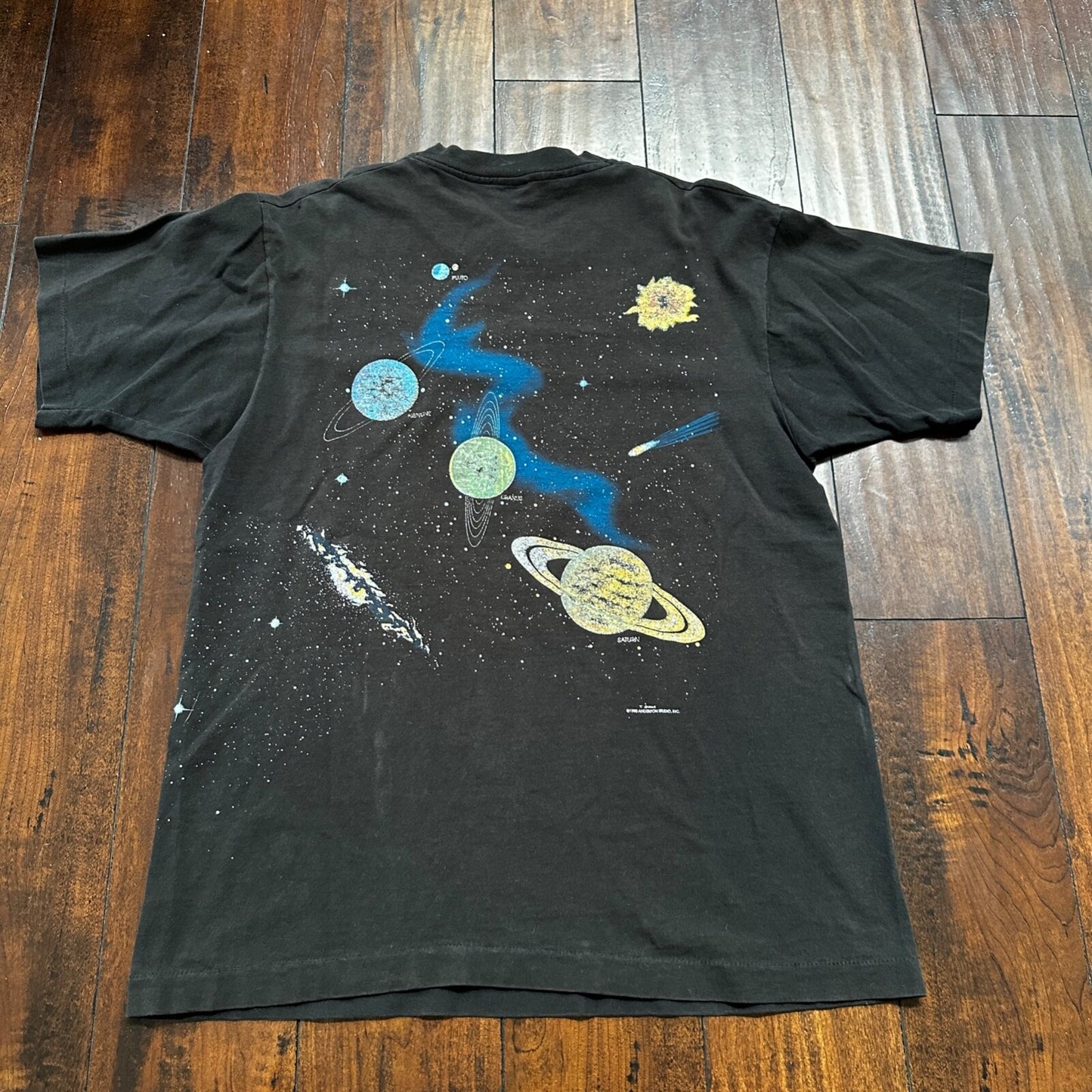 Galaxy Milky Way Earth 90s VTG T Shirt Single Stitch Saturn Planets Cool Space