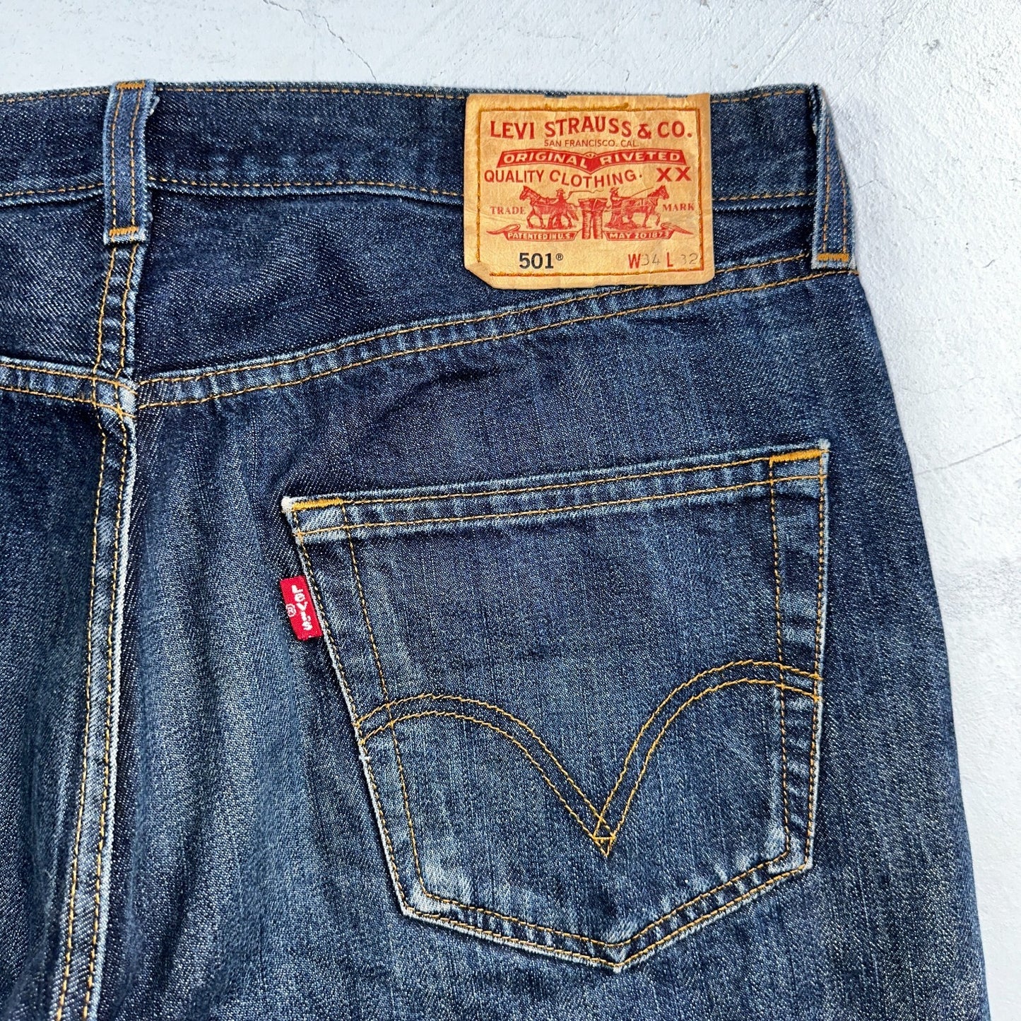 Levis 501 Vintage Y2K XX Straight Leg Jeans Blue Dark Wash 34x32 Act 35x31