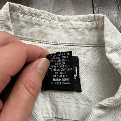 Harley Davidson Shirt Button Up XL Short Sleeve VTG Motorcycle White Silk