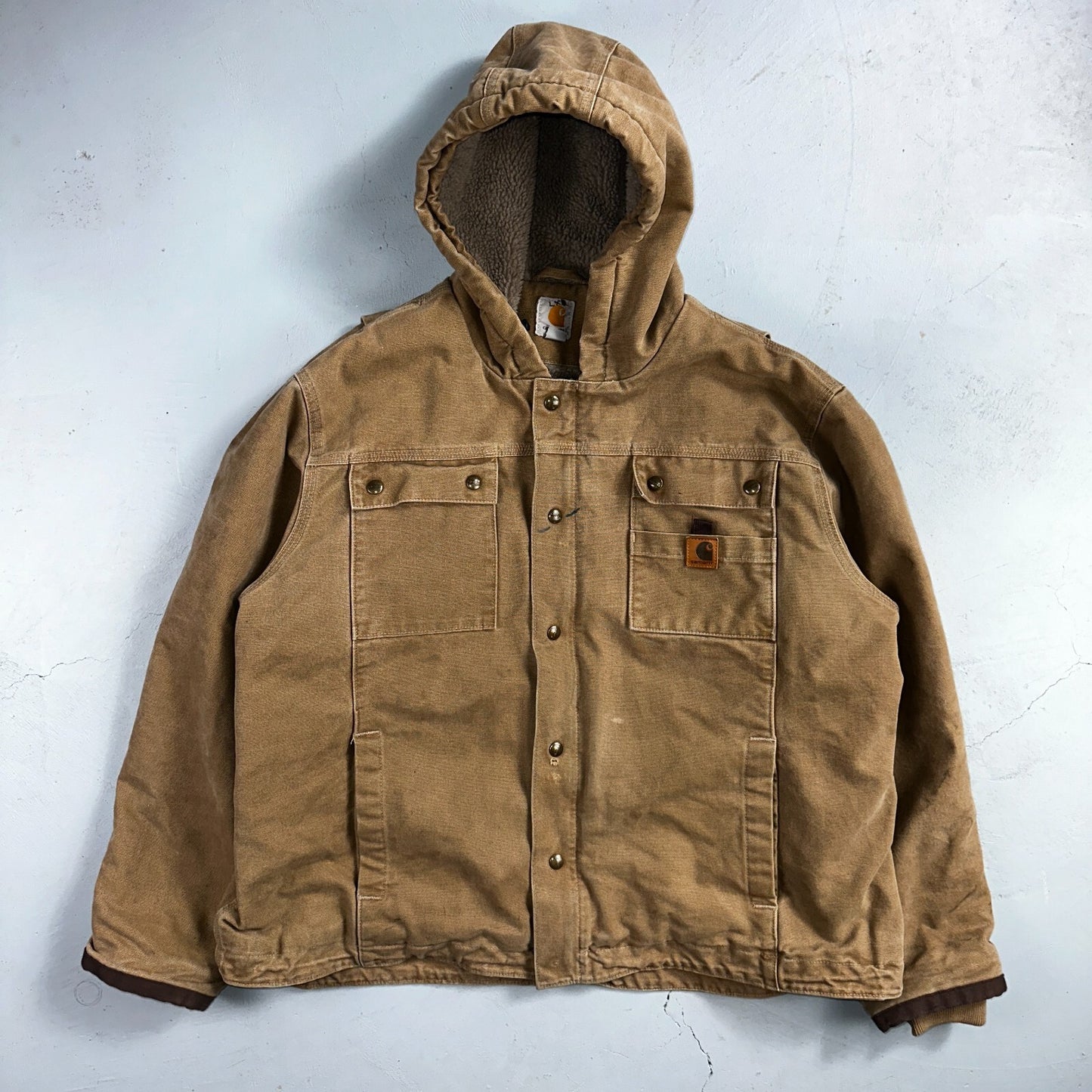 Carhartt VTG Bartlett Jacket 2XL Regular Brown Hooded Sherpa Lined 102285 Y2K