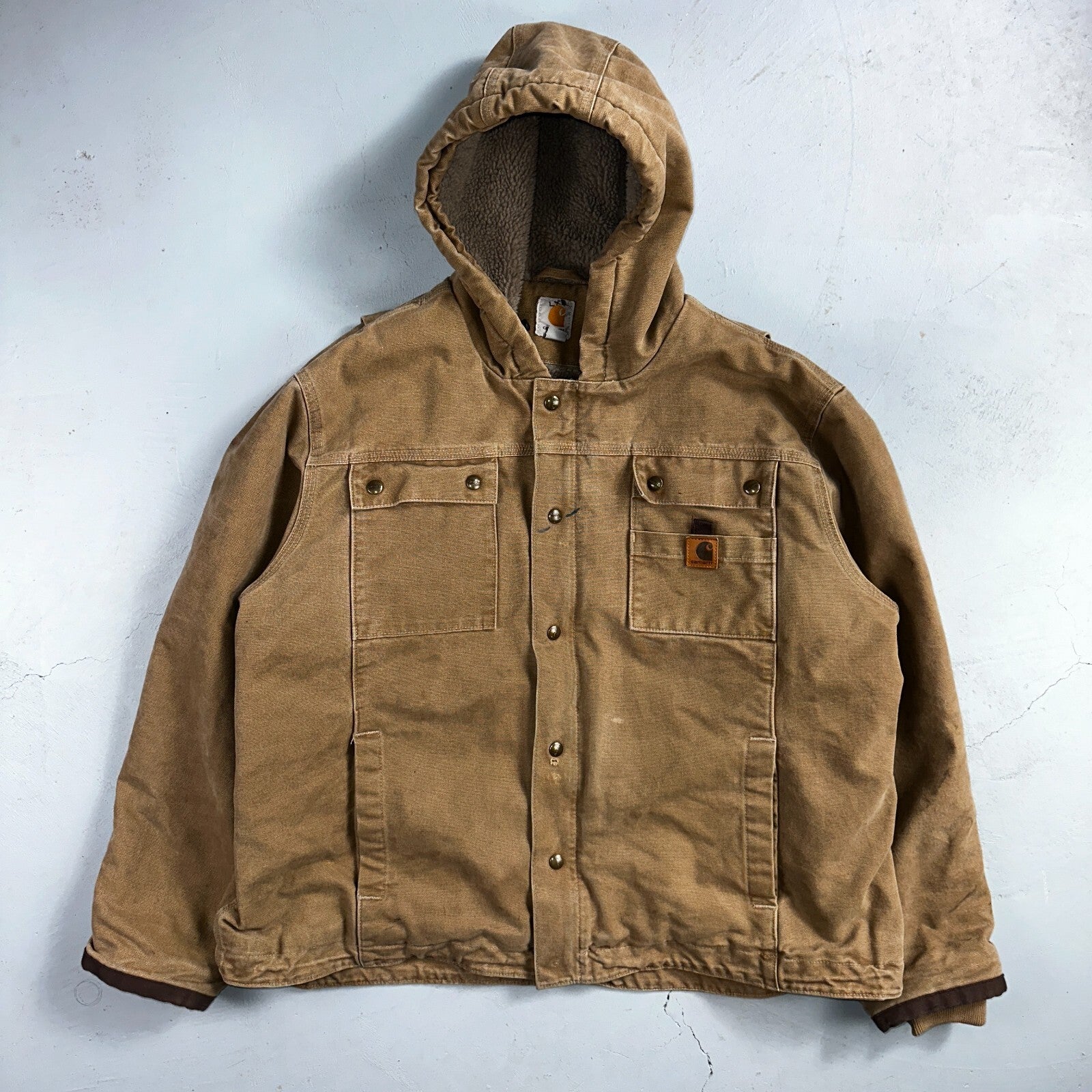 Carhartt VTG Bartlett Jacket 2XL Regular Brown Hooded Sherpa Lined 102285 Y2K