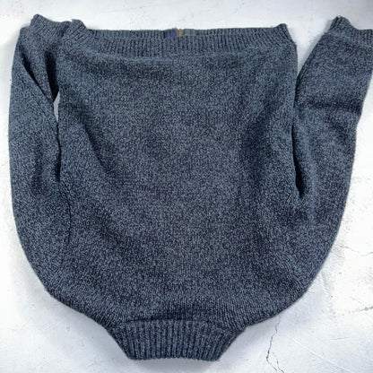 LL Bean Lambs Wool Blue Sweater Full Zip Flannel Plaid Lined Mens L Vintage