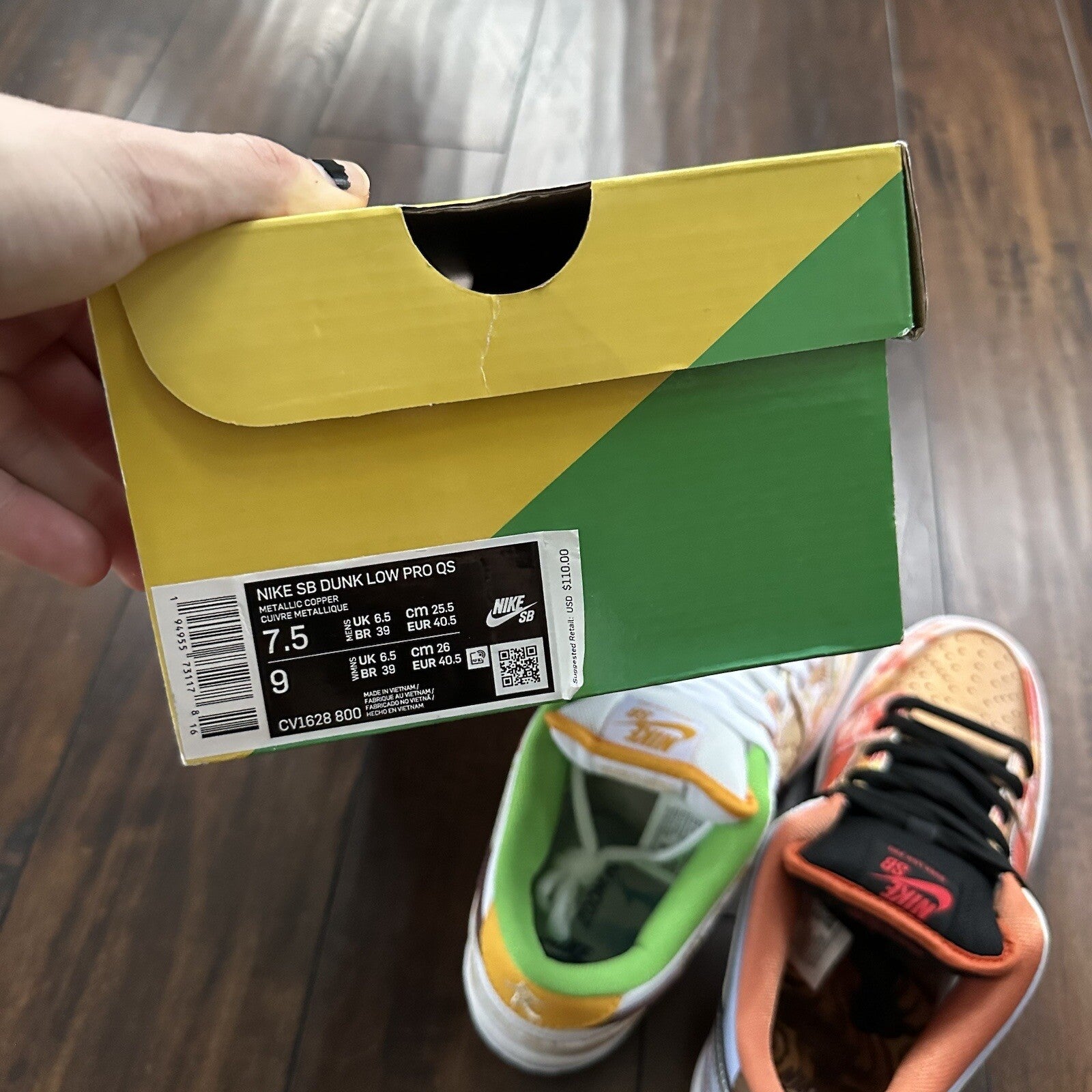 Nike Size 7.5 SB Dunk Low QS Pro Street Hawker - CV1628-800 - Worn Once