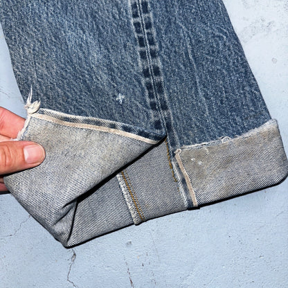 Levis 501 Vintage 80s Redline Selvedge USA Light Jeans Thrashed 32x36 Act 29x32