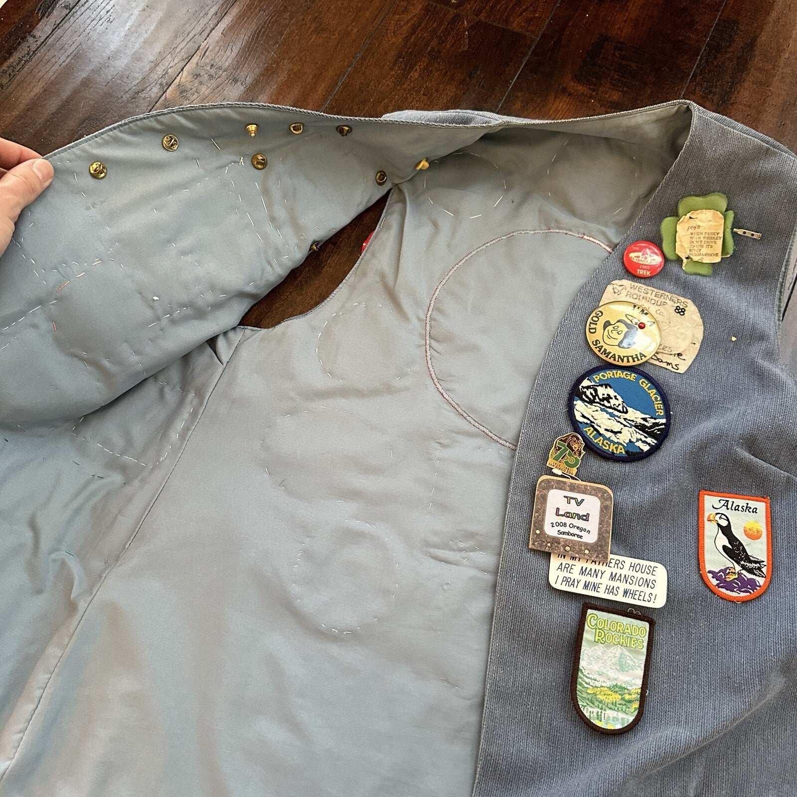 Vintage Rockabilly Patchwork Vest Lot Pins 2 Patches Rare Oregon McMinnville PDX