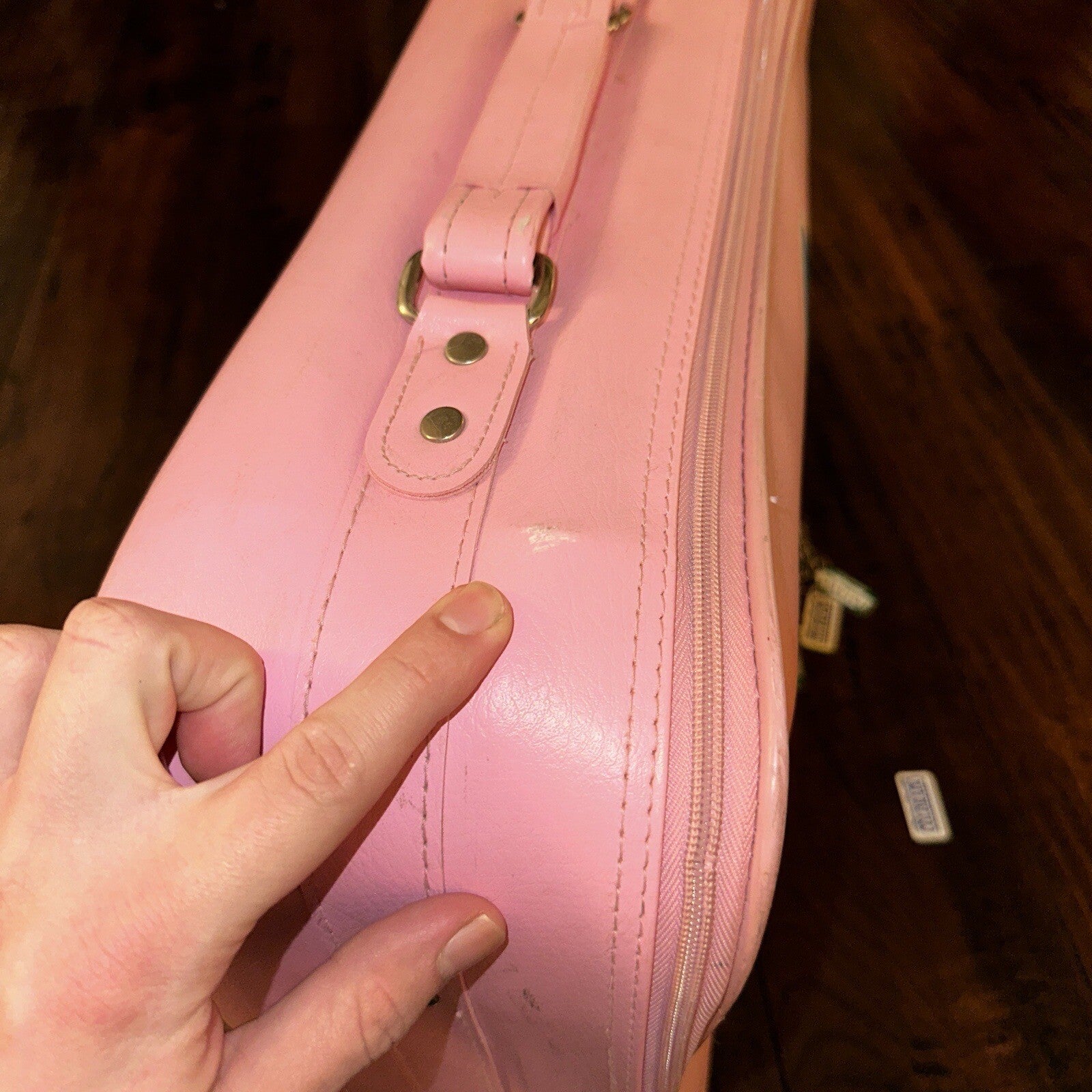 Vintage Childrens Pink Suitcase Just Visiting  Grandmas House Girls Travel Cute