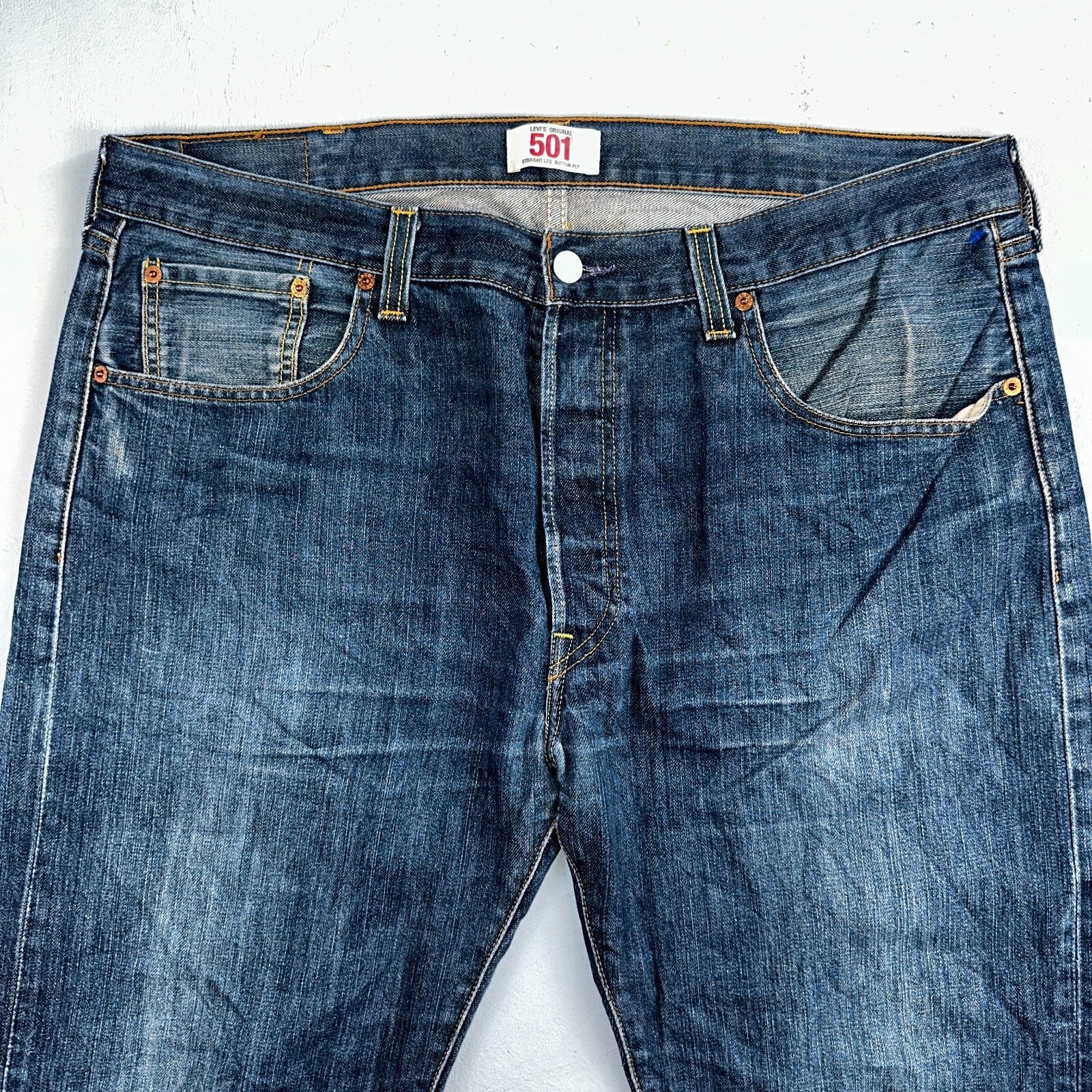 Levis 501 Vintage Y2K XX Straight Leg Jeans Blue Med Wash 38x34 Act 38x33