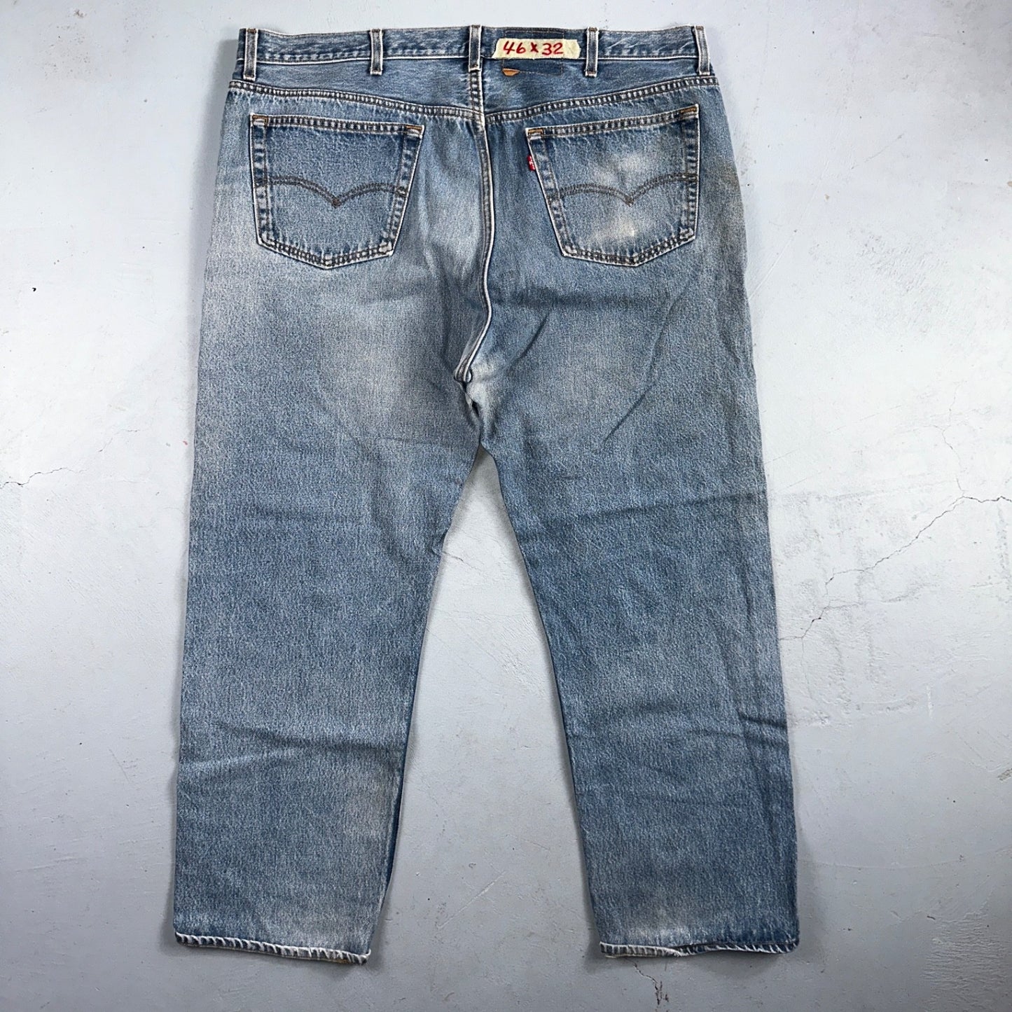 Levis 501 Vintage 90s USA XX Straight Leg Jeans Blue Light Wash 46x32 Act 42x28