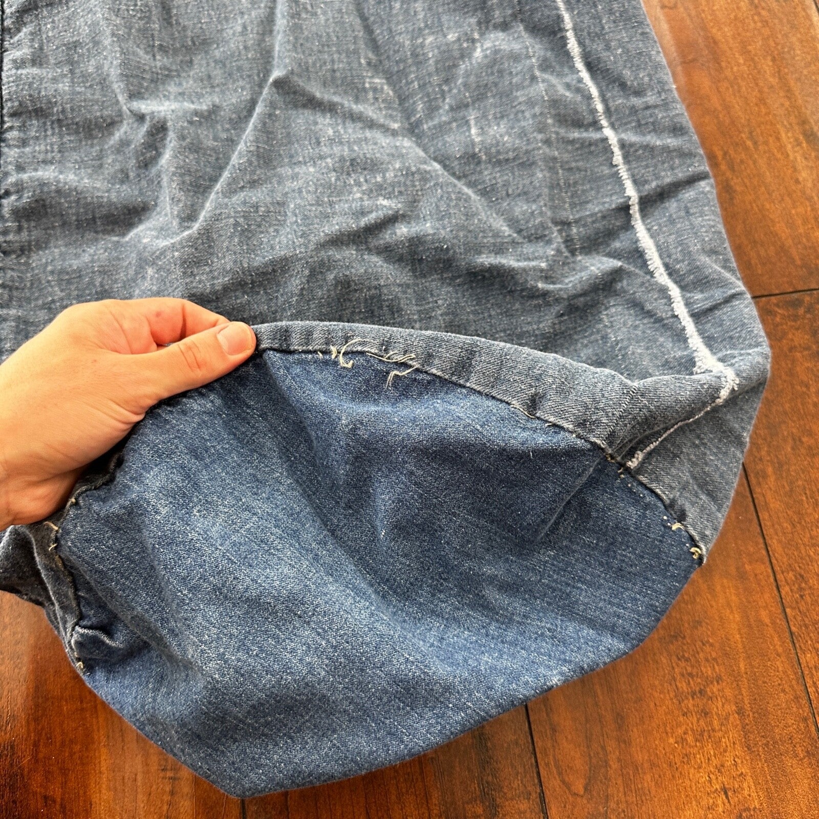 VTG WWII Indigo Denim Garment Laundry Bag Rare Military 1940s 40s 50s Thrashed