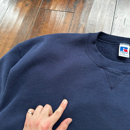 Vintage Russell Athletic Sweatshirt Navy Blue 2XL 90s Kanye V USA Basic Clean