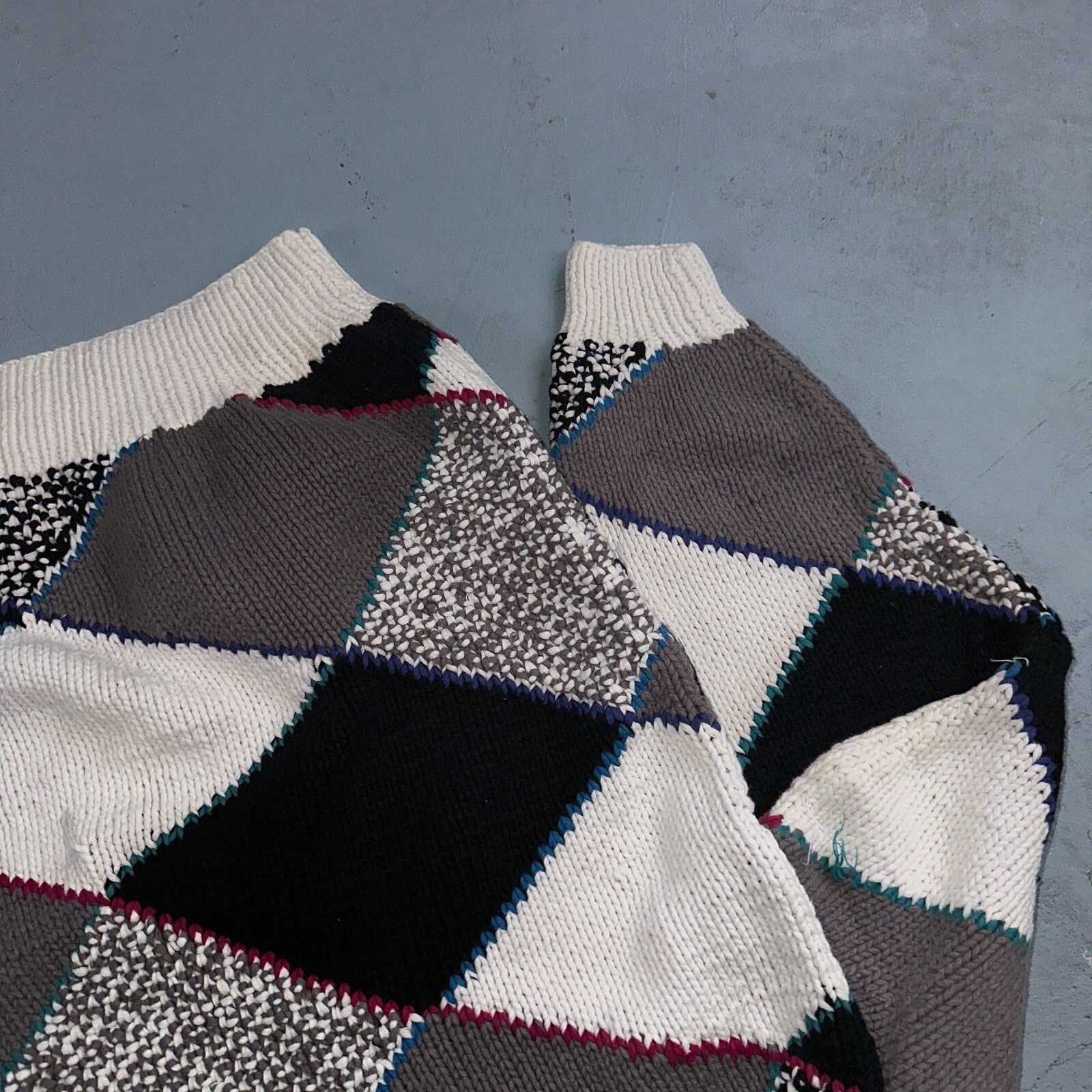 Vintage 80s Saratoga Robert Peritz Striped Cotton Cable Knit Golf Sweater Chic