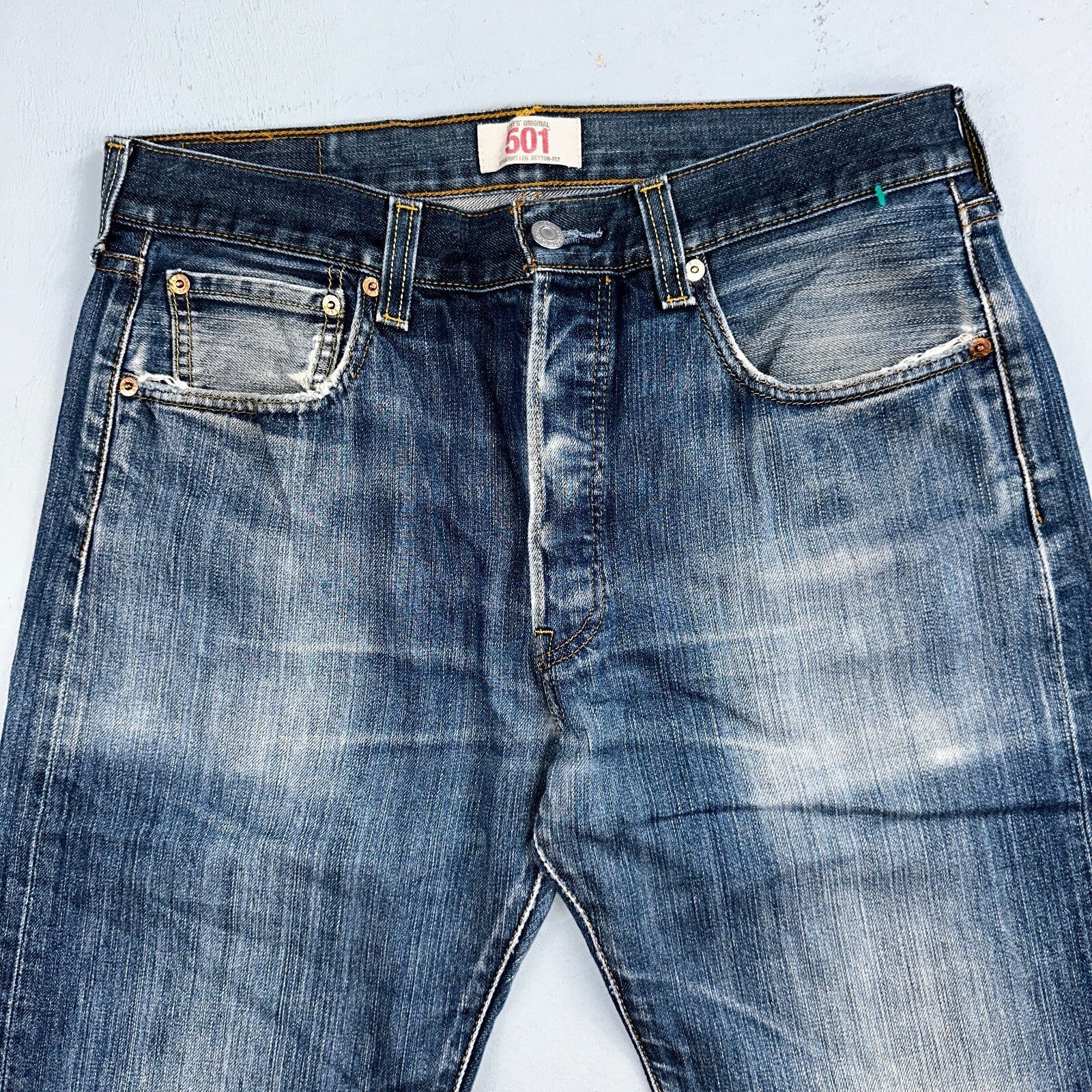 Levis 501 Y2K XX Straight Leg Jeans Blue VTG Med Wash 33x34 Act 31x29