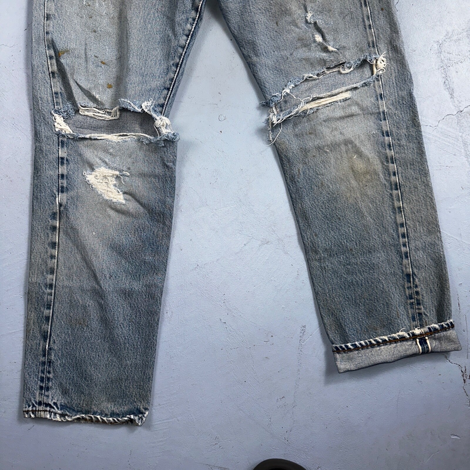 Levis 501 Vintage 80s Redline Selvedge USA XX Jeans Thrashed 33x33 Act 31x30