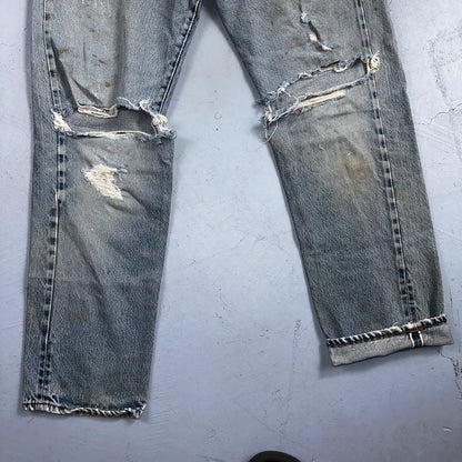 Levis 501 Vintage 80s Redline Selvedge USA XX Jeans Thrashed 33x33 Act 31x30