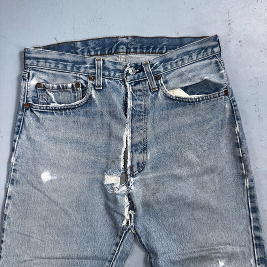 Levis 501 Vintage 80s Redline Selvedge USA XX Jeans Light Wash 32x30 Act 30x28