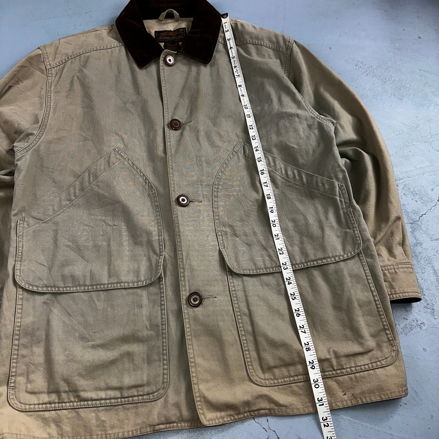 Eddie Bauer Jacket Mens M Tan Brown Chore Barn Field Coat Canvas Outdoor VTG