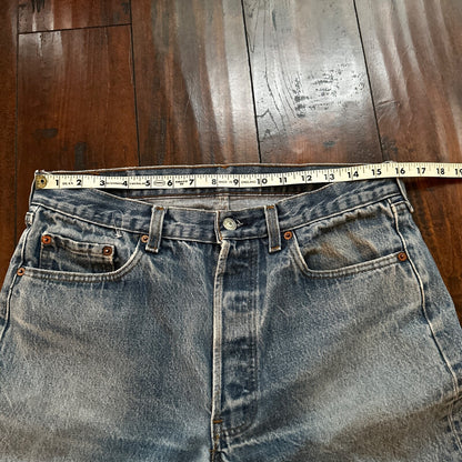 VTG 80s Levis 501 Button Fly 35x32 USA Tag Jeans Straight Wash Blue XX Act 31x31