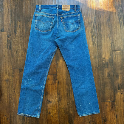 VTG 80s Levis 501 Button Fly 38x36 USA Tag Jeans Straight Wash Blue XX Act 34x31
