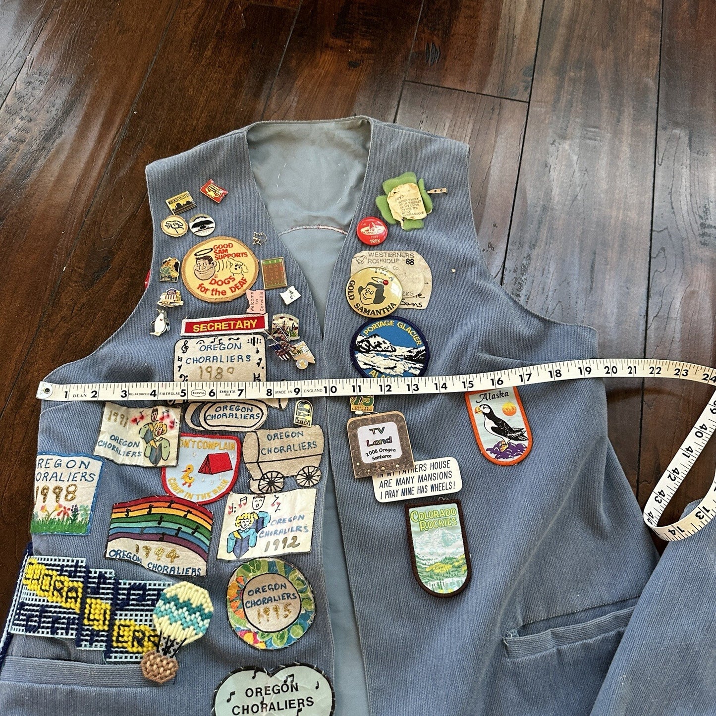 Vintage Rockabilly Patchwork Vest Lot Pins 2 Patches Rare Oregon McMinnville PDX