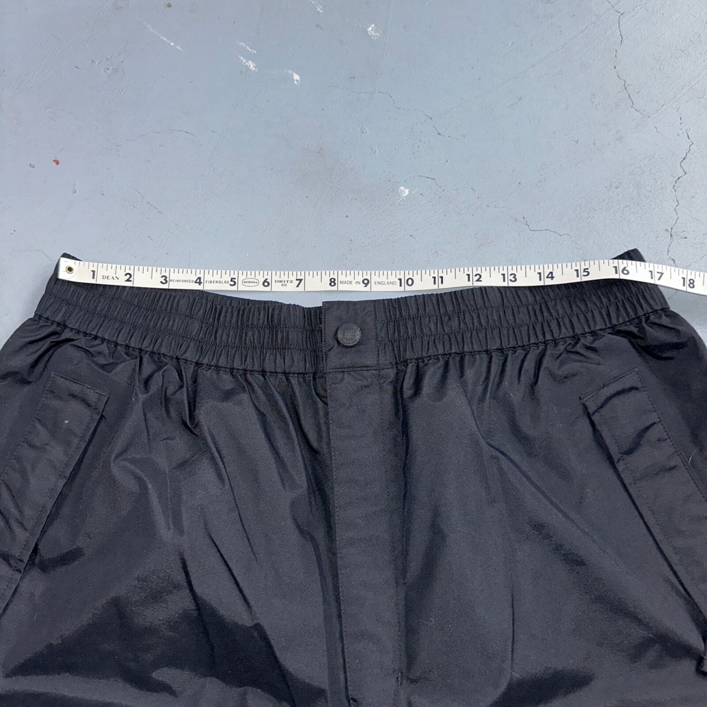 Cabelas Black Lined Mens Pants Rain Pants XL Reg Golf Double Knee Nylon