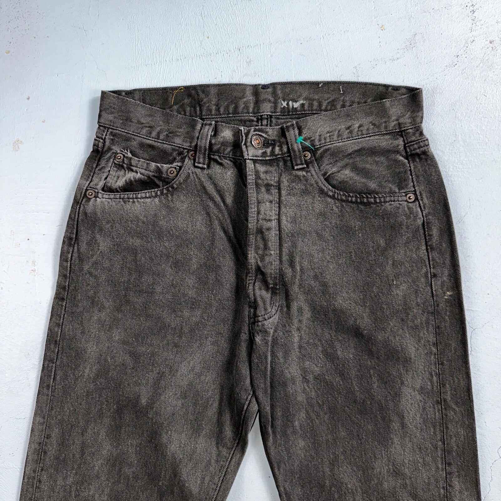 Levis 501 Vintage 80s USA XX Straight Leg Jeans Black Heavy Dark Dyed Act 28x31