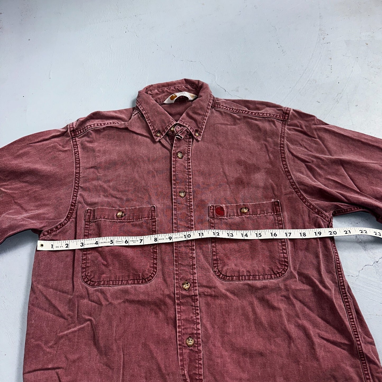 Carhartt Vintage Shirt Mens M Purple Maroon Rugged Outdoor Wear Button 90s