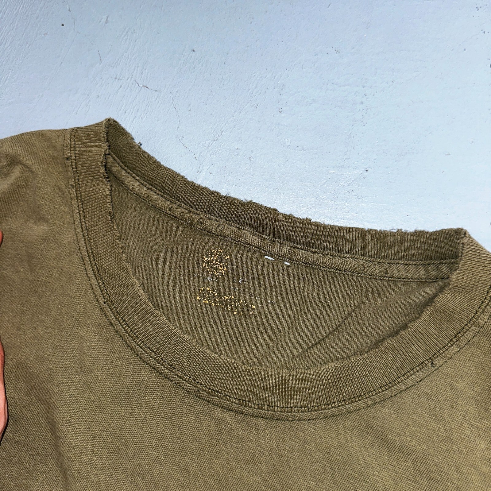 Carhartt K87 ARG Fit Pocket T-Shirt Mens 2XL Greeb Army Thrashed Holes Worn