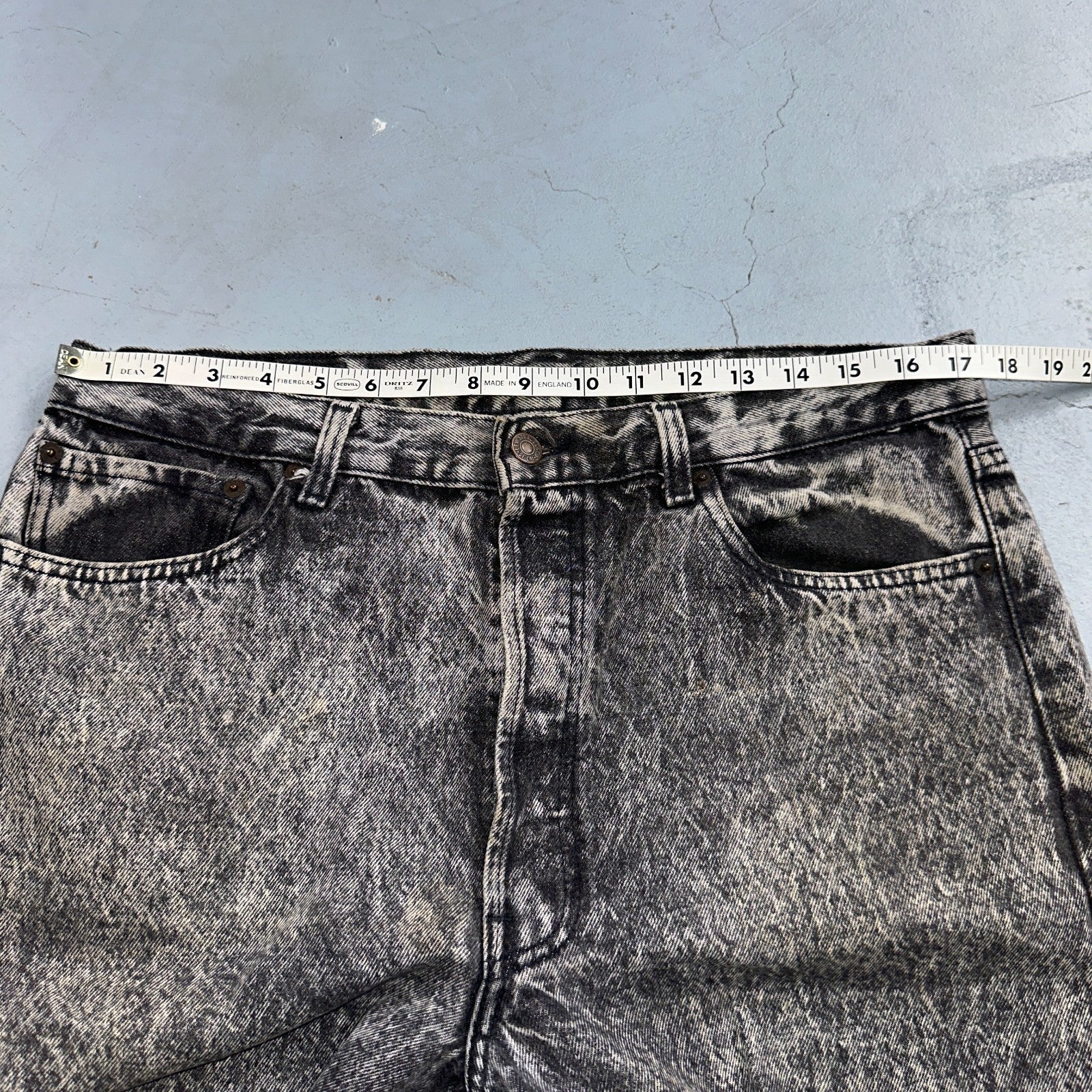 Levis 501 Vintage 80s USA XX Straight Leg Jeans Gray Acid Wash 36x30 Act 34x29