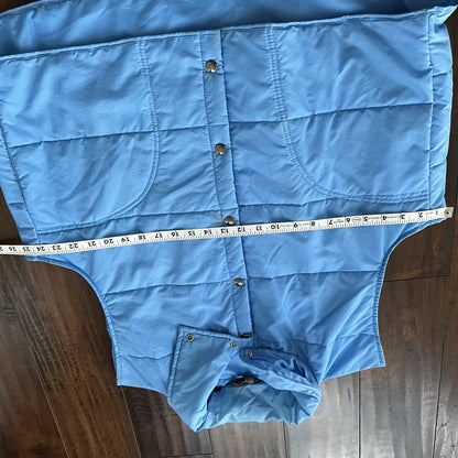 Vtg Sears Western Outdoor Wear Puffer Vest Snap Baby Blue 70s 80s Boxy XL